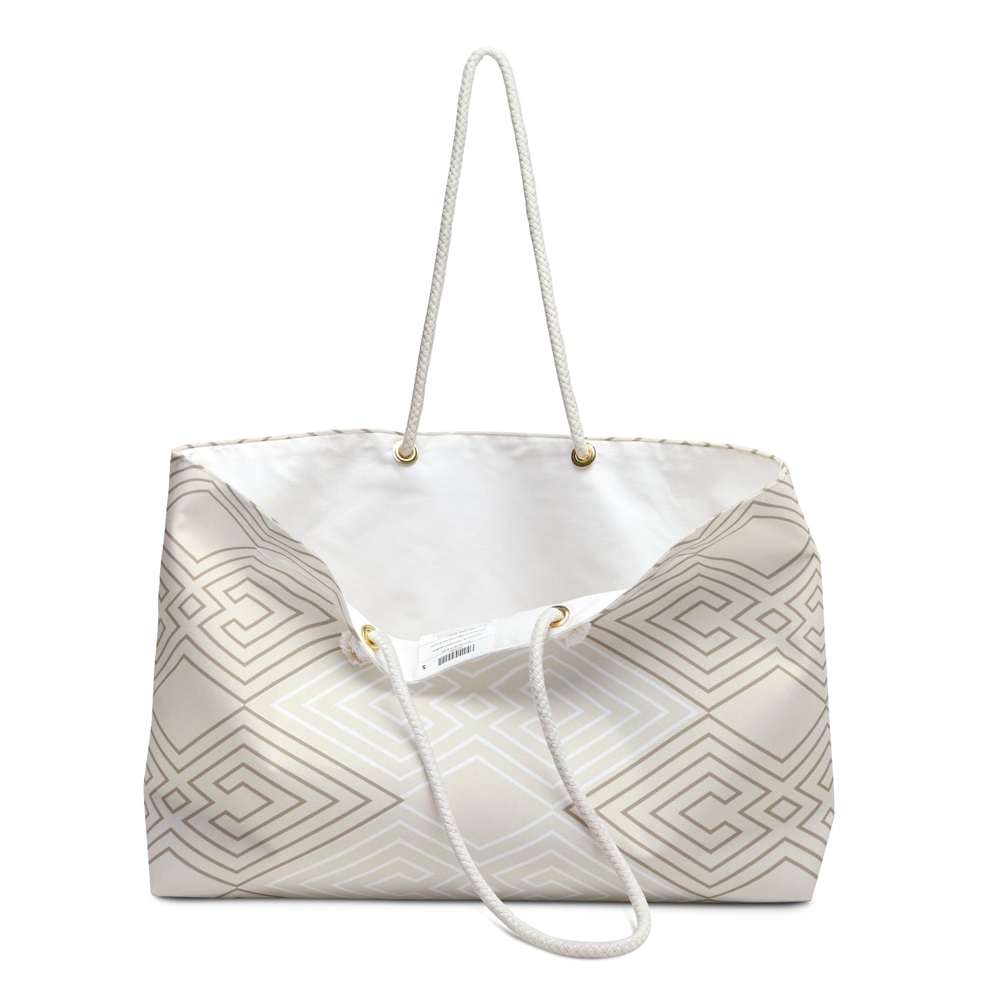 Weekender Tote Bag – Beige & White Tribal Aztec Geometric Large Travel Tote lifestyle product image