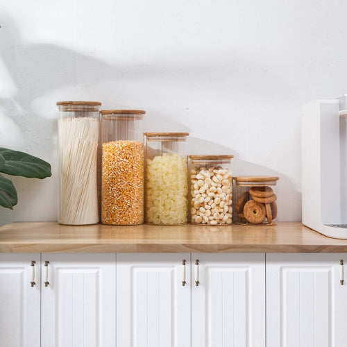 Airtight Glass Storage Jars with Bamboo Lids – Kitchen Pantry Organization Set lifestyle product image