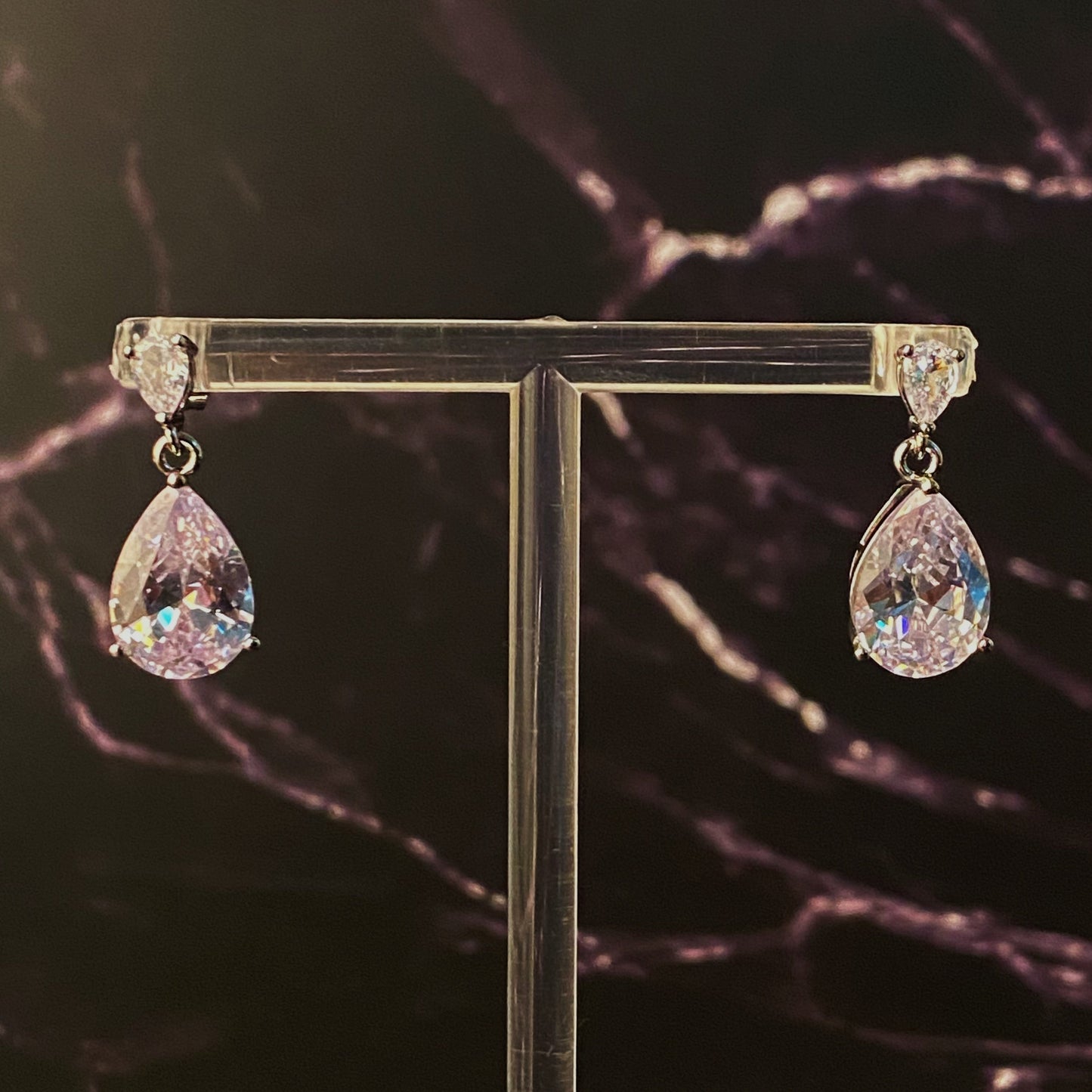 Crystal Clear Teardrop Earrings – CZ Sparkle Drop Earrings lifestyle product image