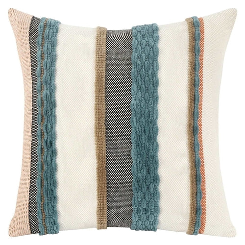 Boho Striped Chenille Throw Pillow Covers | Cozy Cotton Linen Cushion Covers 18x18 lifestyle product image