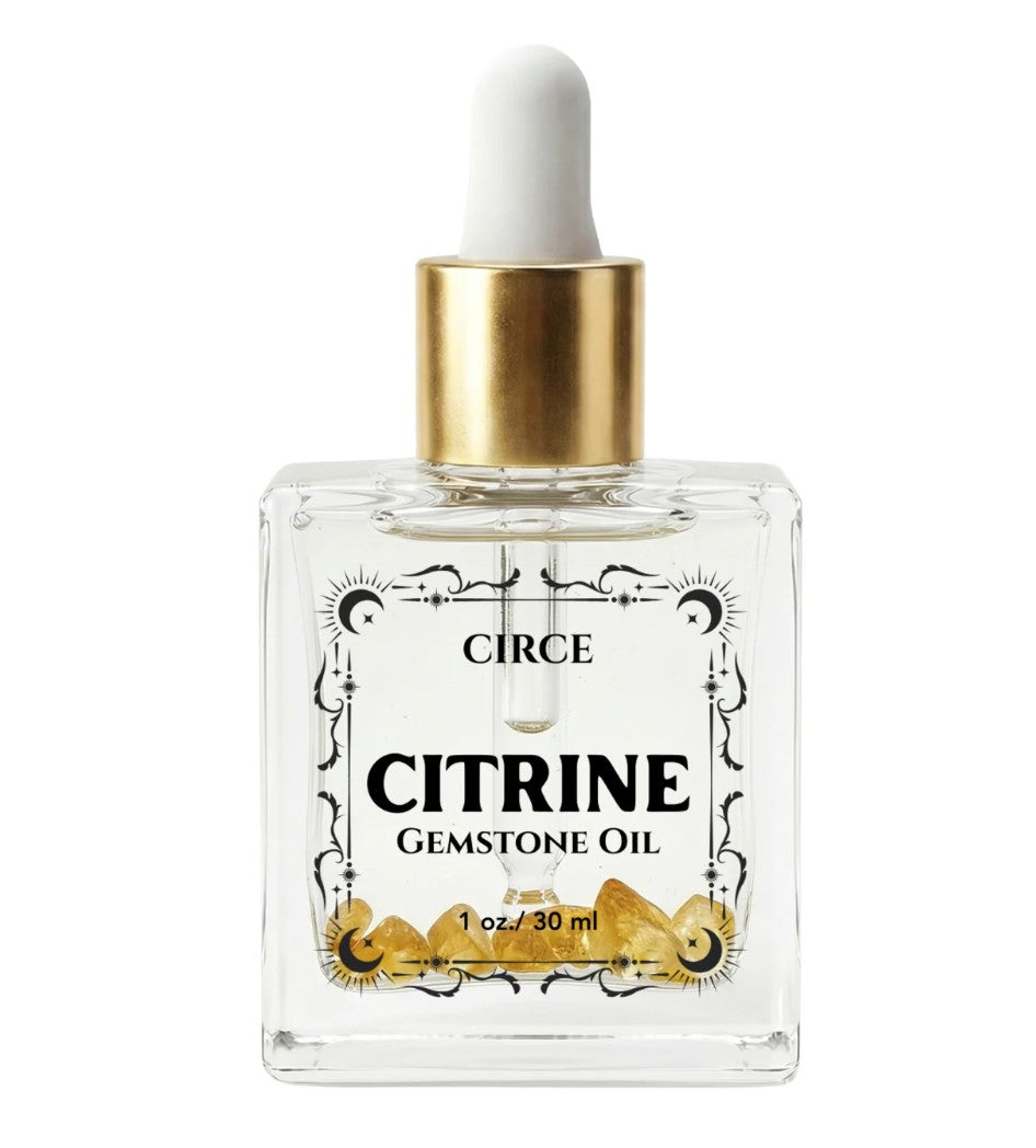 Citrine Gemstone Body Oil – Crystal-Infused Hydrating Oil for Abundance & Glow | 3.4 oz