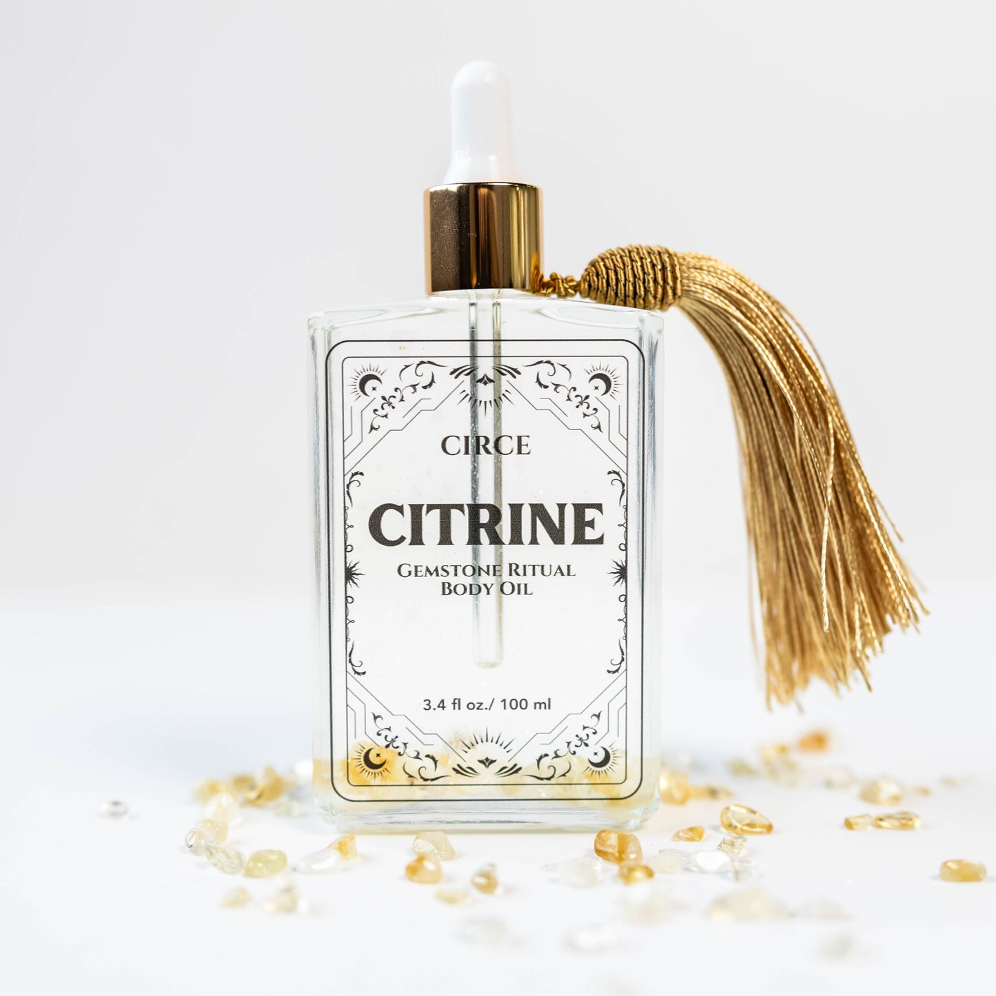 Citrine Gemstone Body Oil – Crystal-Infused Hydrating Oil for Abundance & Glow | 3.4 oz
