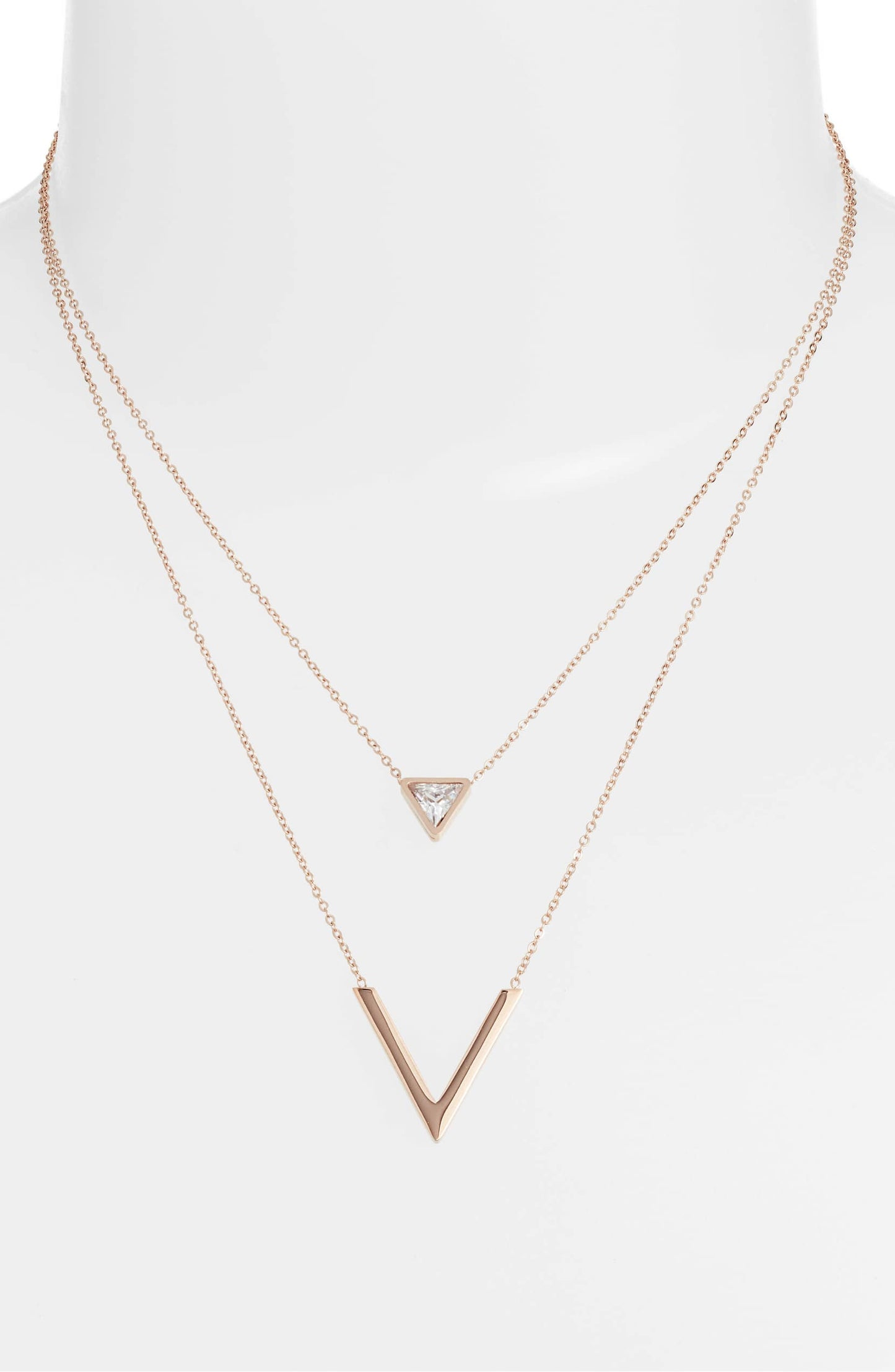 Double Strand CZ V Necklace lifestyle product image