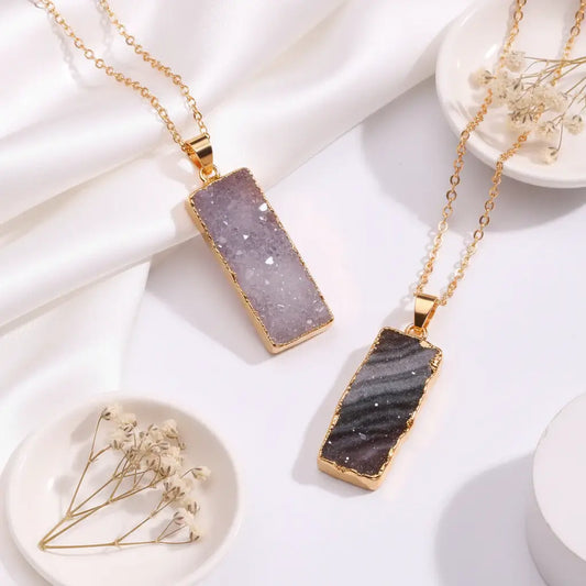 atural Galaxy Stone Necklace – Vintage Celestial Purple Crystal Pendant-1