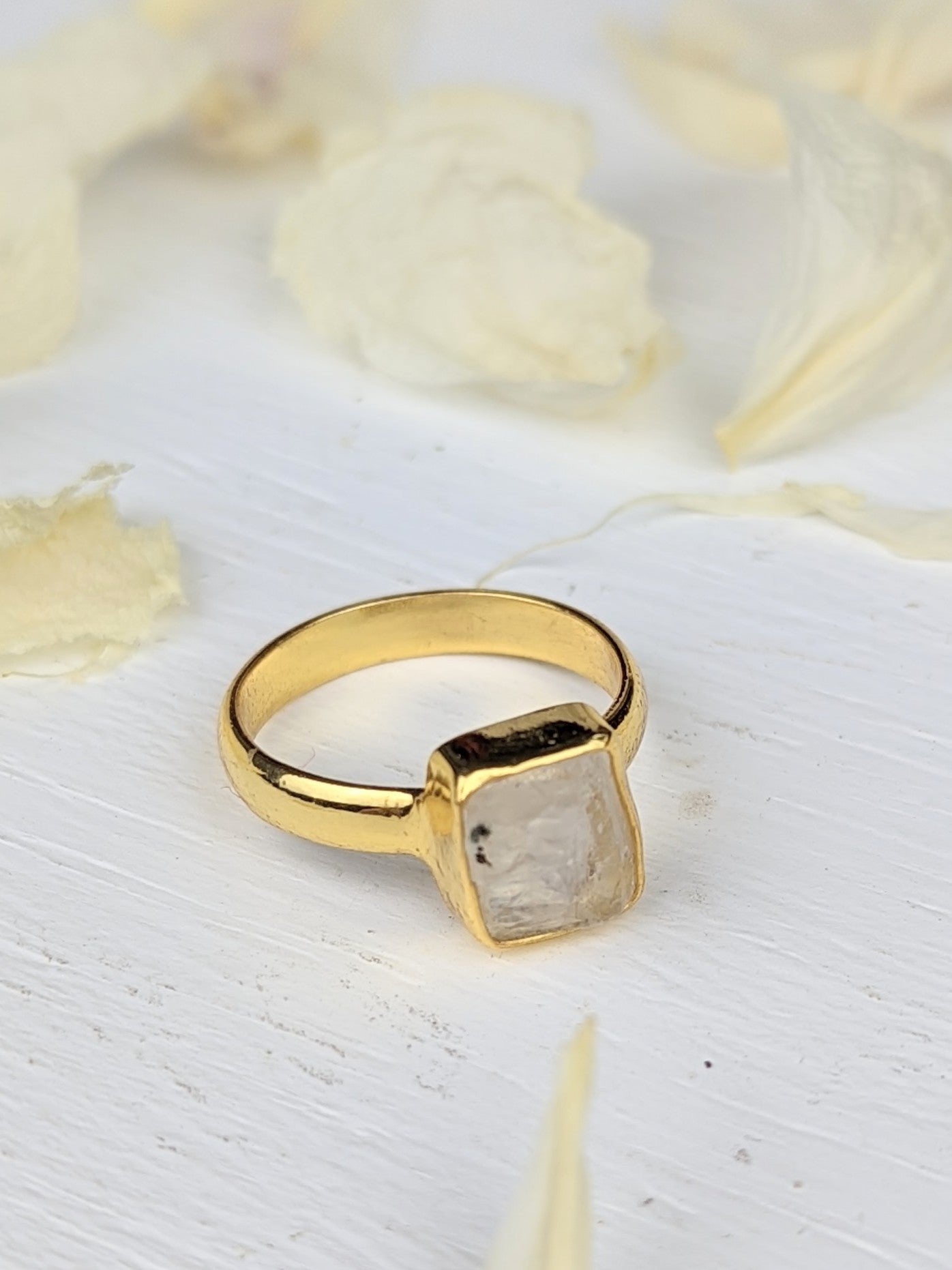 Raw Moonstone Bezel Ring – Natural Gemstone Statement Jewelry lifestyle product image
