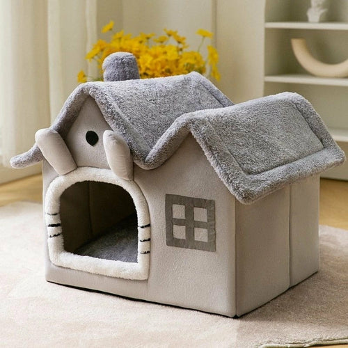 Removable Roof Plush Pet House – Cozy Soft Indoor Pet Bed for Dogs & Cats lifestyle product image