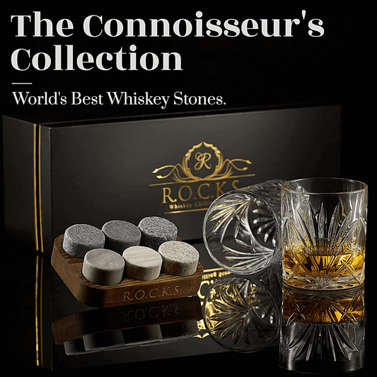 The Connoisseur's Set – Palm Glass Edition Whiskey Glass & Chilling Stone Set lifestyle product image