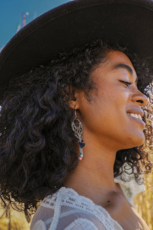 Rose Quartz Fringe Earrings – Dangling Crystal Jewelry lifestyle product image