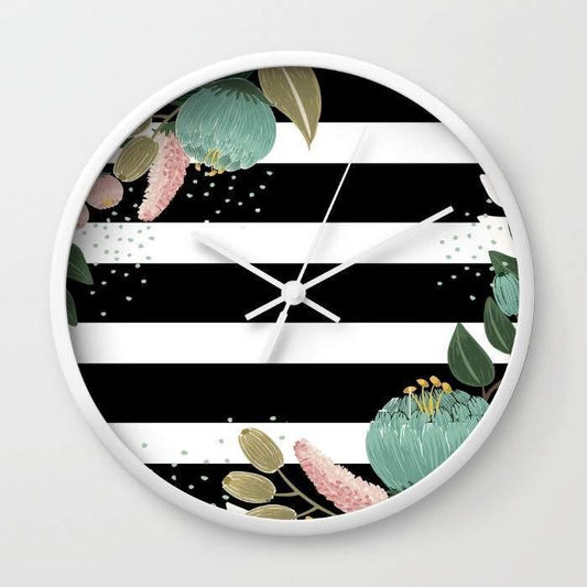 Line Wall Clock – Modern Minimalist 10” Decorative Clock (Black or White Frame) lifestyle product image