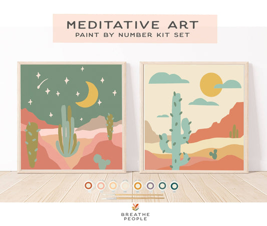 Zen Desert Meditative Art Paint by Number Kit + Easel lifestyle product image