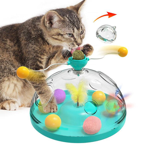 Interactive Cat Toy – Catnip Treasure Box with Feather Teasers & Puzzle Balls