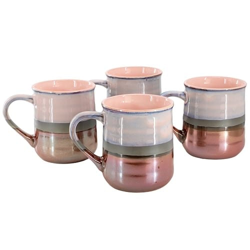 Gibson Home Copper Tonal Mug Set – 4 Piece 18oz Stoneware Coffee Cups lifestyle product image
