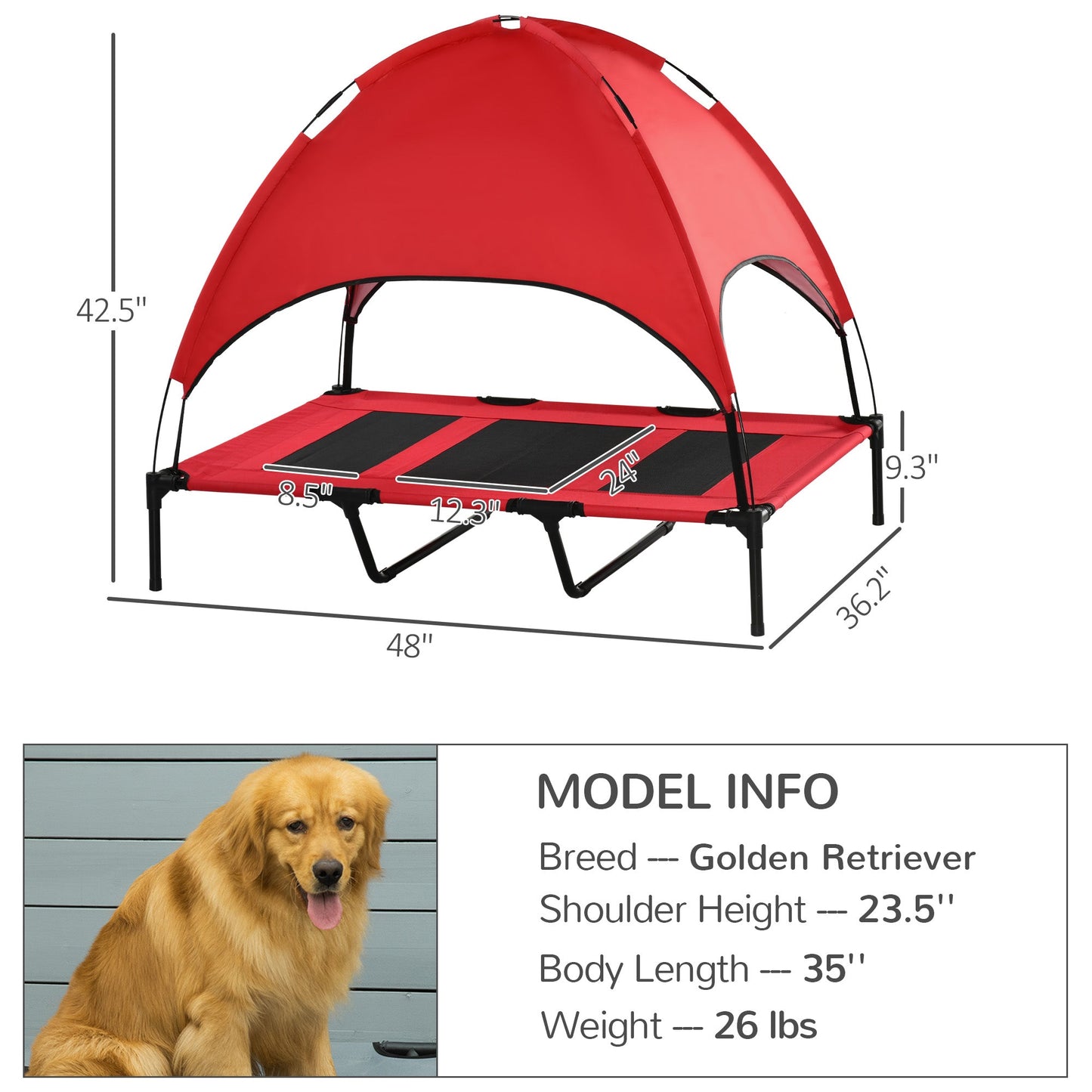 Elevated Dog Bed with Canopy | Portable Raised Pet Cot for Large Dogs lifestyle product image