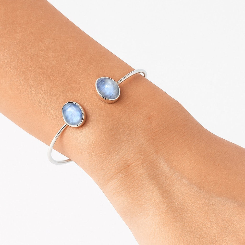 Rainbow Moonstone Cuff Bracelet-0
