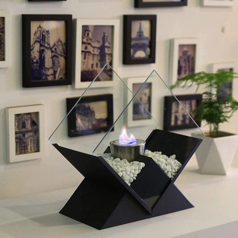 14.5” Tabletop Bioethanol Fireplace – Portable Ventless Fire Bowl for Indoor & Outdoor Decor-2