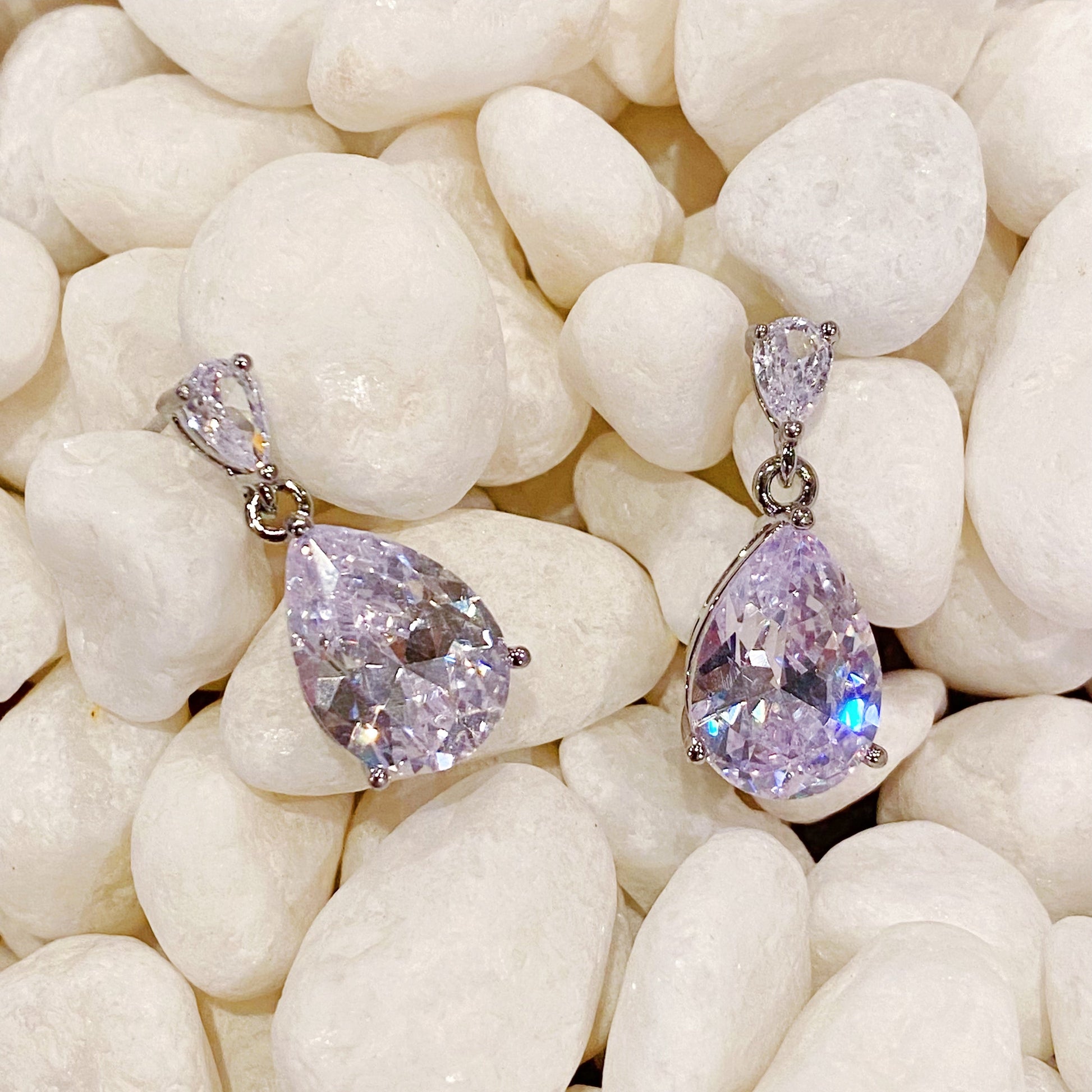 Crystal Clear Teardrop Earrings – CZ Sparkle Drop Earrings lifestyle product image