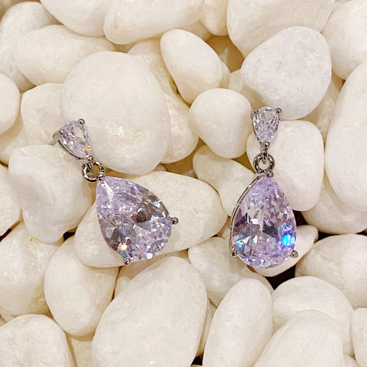 Crystal Clear Teardrop Earrings – CZ Sparkle Drop Earrings lifestyle product image