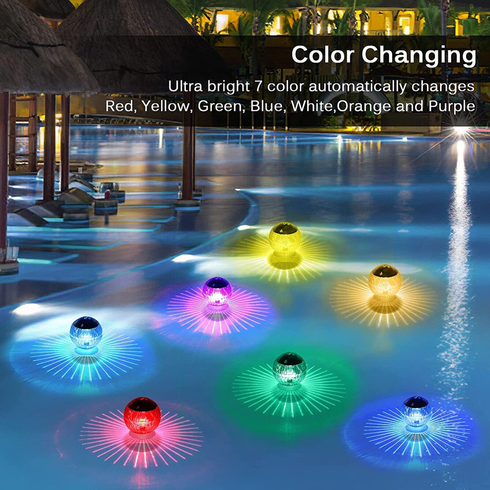 Outdoor Solar LED Floating Light Garden Pond Pool Lamp Rotating RGB lifestyle product image