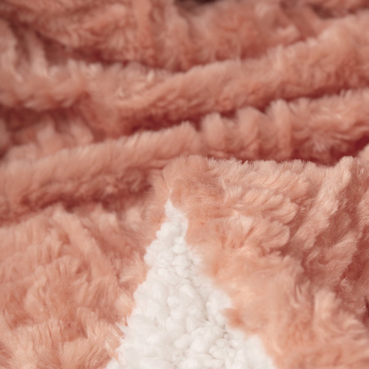 Coral Peach Rose Faux Fur Throw Blanket – Cozy Sherpa Plush Blanket lifestyle product image
