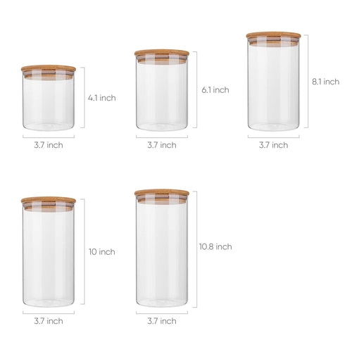 Airtight Glass Storage Jars with Bamboo Lids – Kitchen Pantry Organization Set lifestyle product image