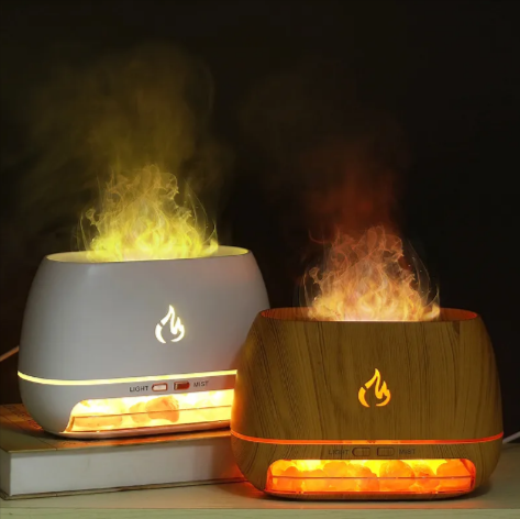 Salt Flame Ultrasonic Humidifier | Quiet USB Aroma Diffuser with Warm Ambient Glow lifestyle product image