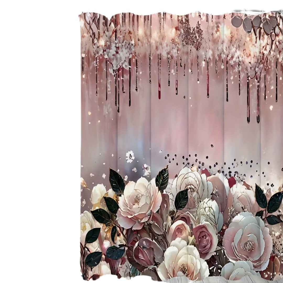 Art Flower Shower Curtain featuring colorful floral artwork and modern minimalist bathroom décor
