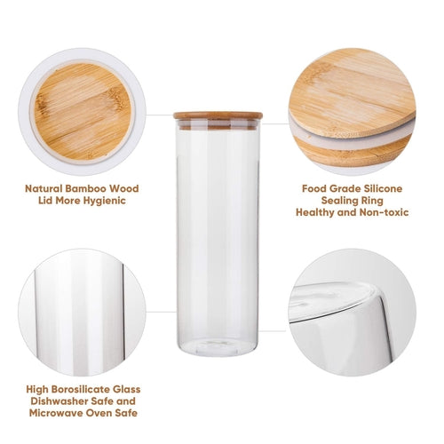 Airtight Glass Storage Jars with Bamboo Lids – Kitchen Pantry Organization Set lifestyle product image