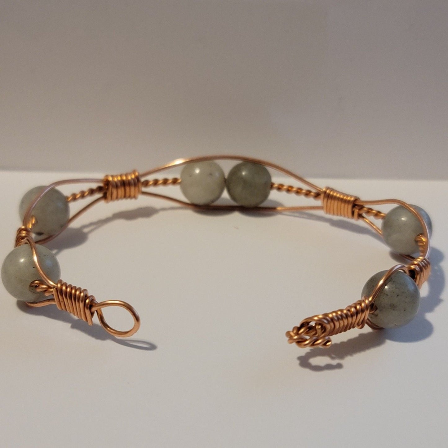 Handmade Wire Wrapped Copper Labradorite Cuff Bracelet – Natural Stone lifestyle product image
