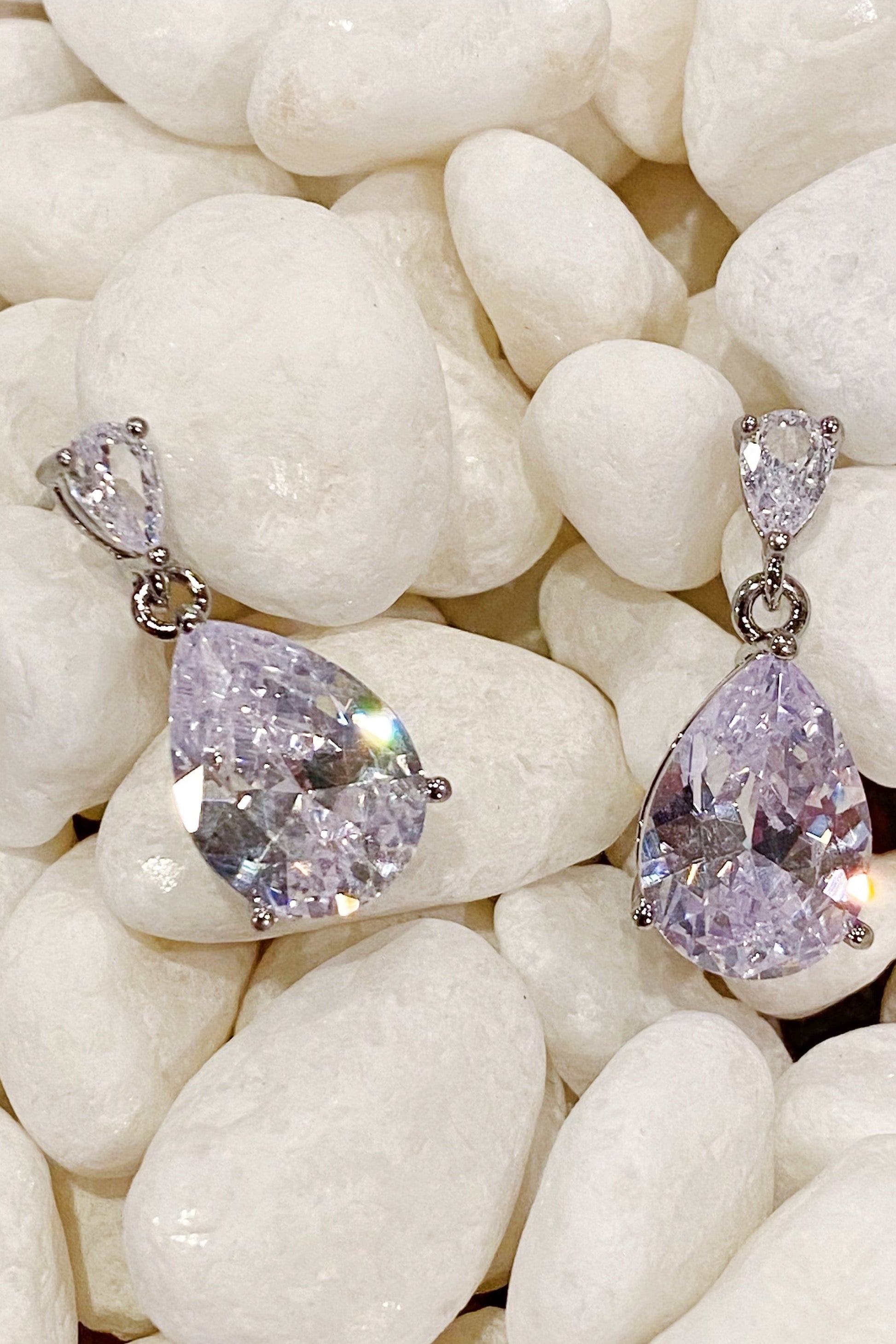 Crystal Clear Teardrop Earrings – CZ Sparkle Drop Earrings lifestyle product image
