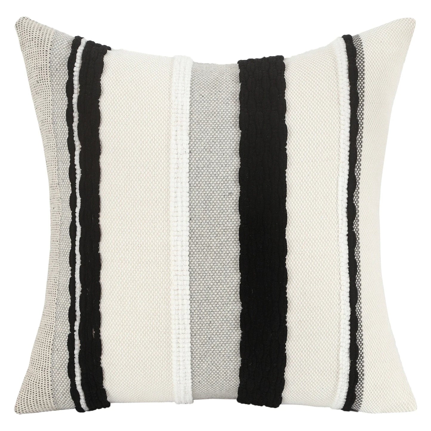 Boho Striped Chenille Throw Pillow Covers | Cozy Cotton Linen Cushion Covers 18x18 lifestyle product image