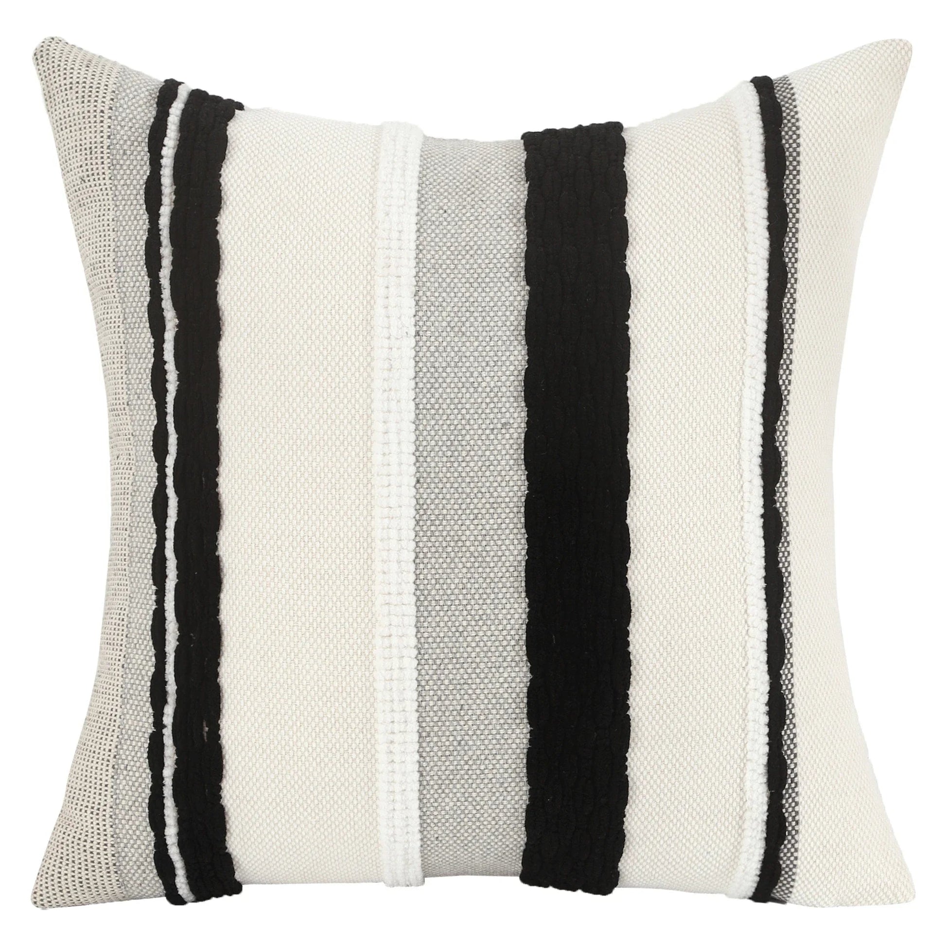 Boho Striped Chenille Throw Pillow Covers | Cozy Cotton Linen Cushion Covers 18x18 lifestyle product image
