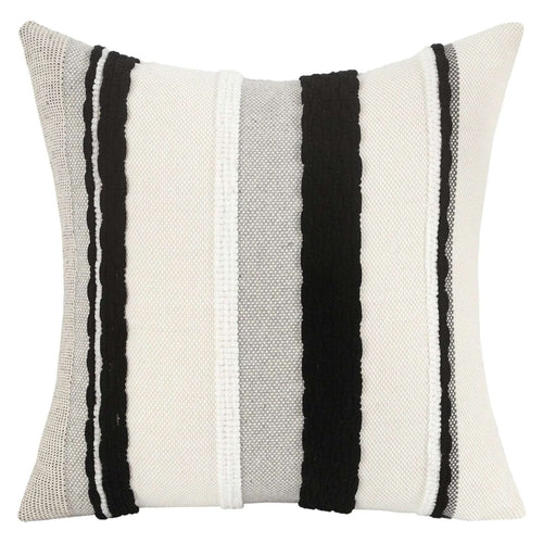 Boho Striped Chenille Throw Pillow Covers | Cozy Cotton Linen Cushion Covers 18x18 lifestyle product image