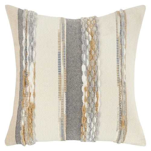 Boho Striped Chenille Throw Pillow Covers | Cozy Cotton Linen Cushion Covers 18x18 lifestyle product image
