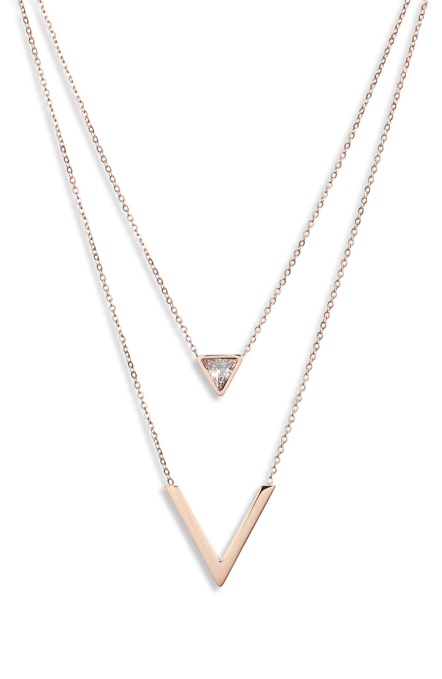 Double Strand CZ V Necklace lifestyle product image