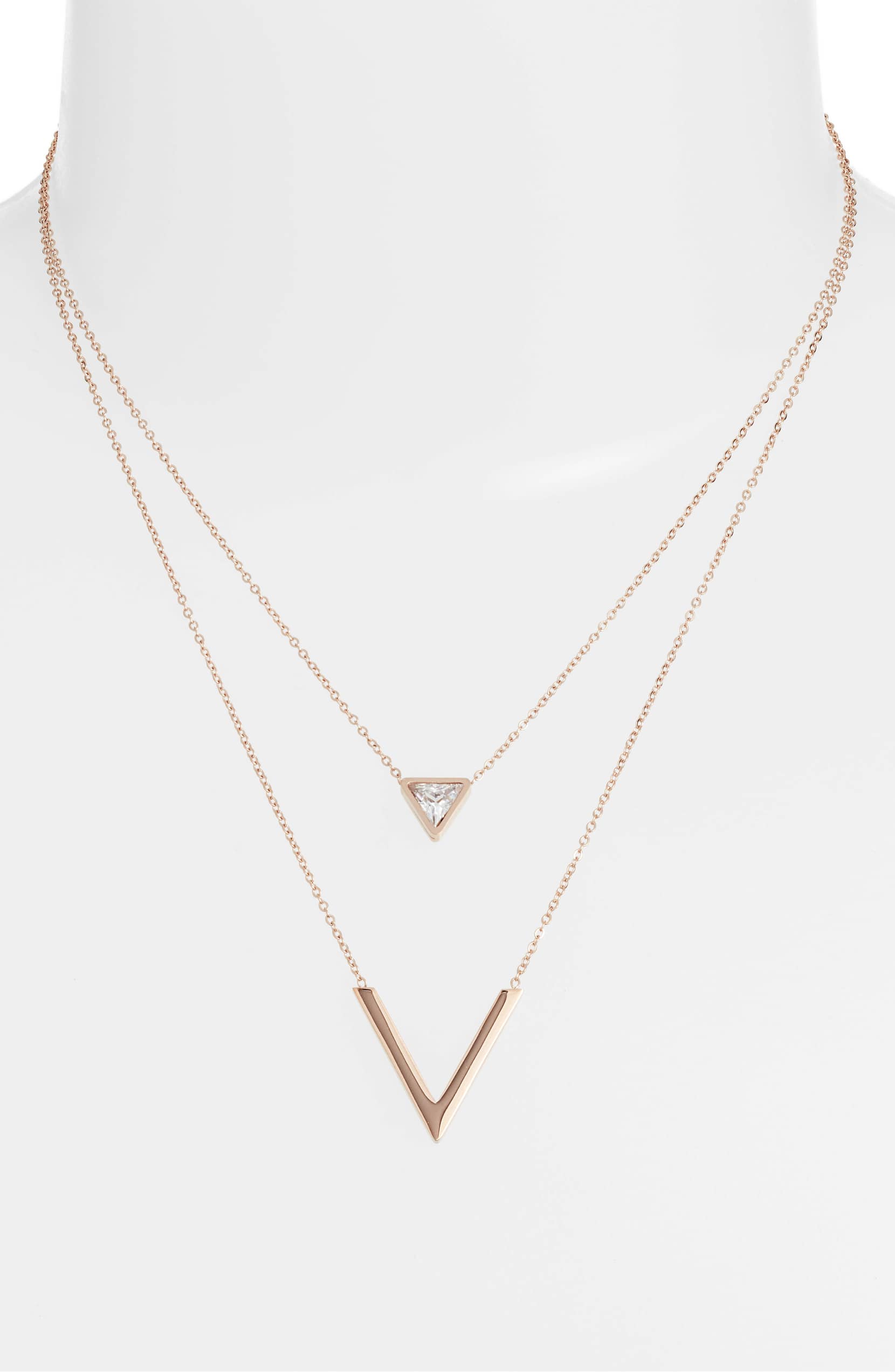 Double Strand CZ V Necklace lifestyle product image