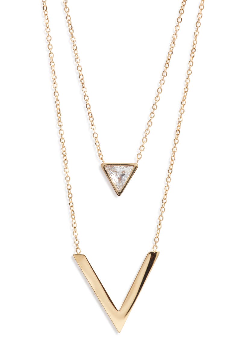 Double Strand CZ V Necklace lifestyle product image