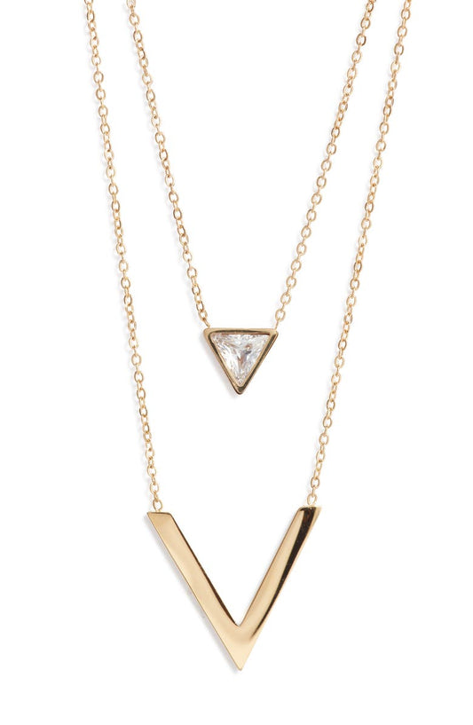 Double Strand CZ V Necklace lifestyle product image
