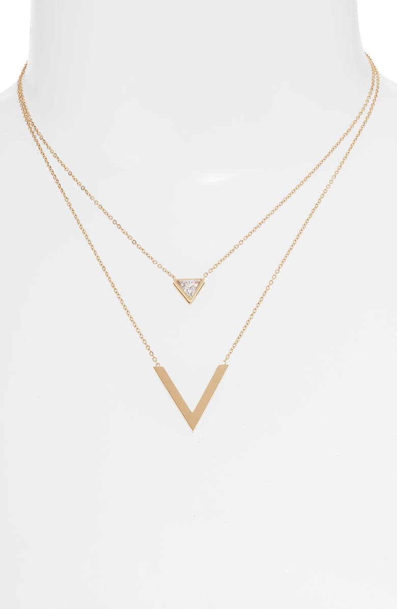 Double Strand CZ V Necklace lifestyle product image
