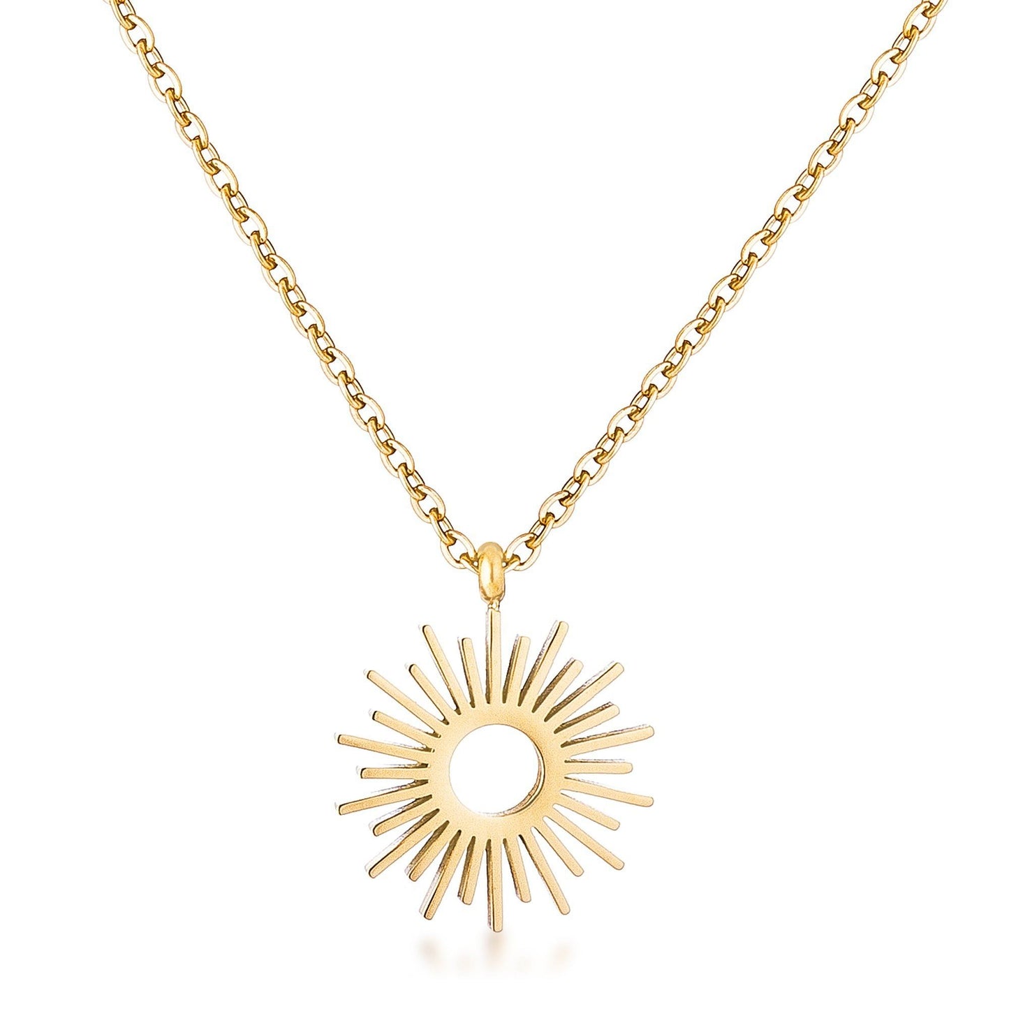 Gold Tone Sunburst Necklace — Minimalist Everyday Jewelry lifestyle product image