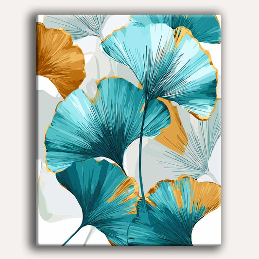 Ginkgo leaf paint by numbers kit botanical wall art