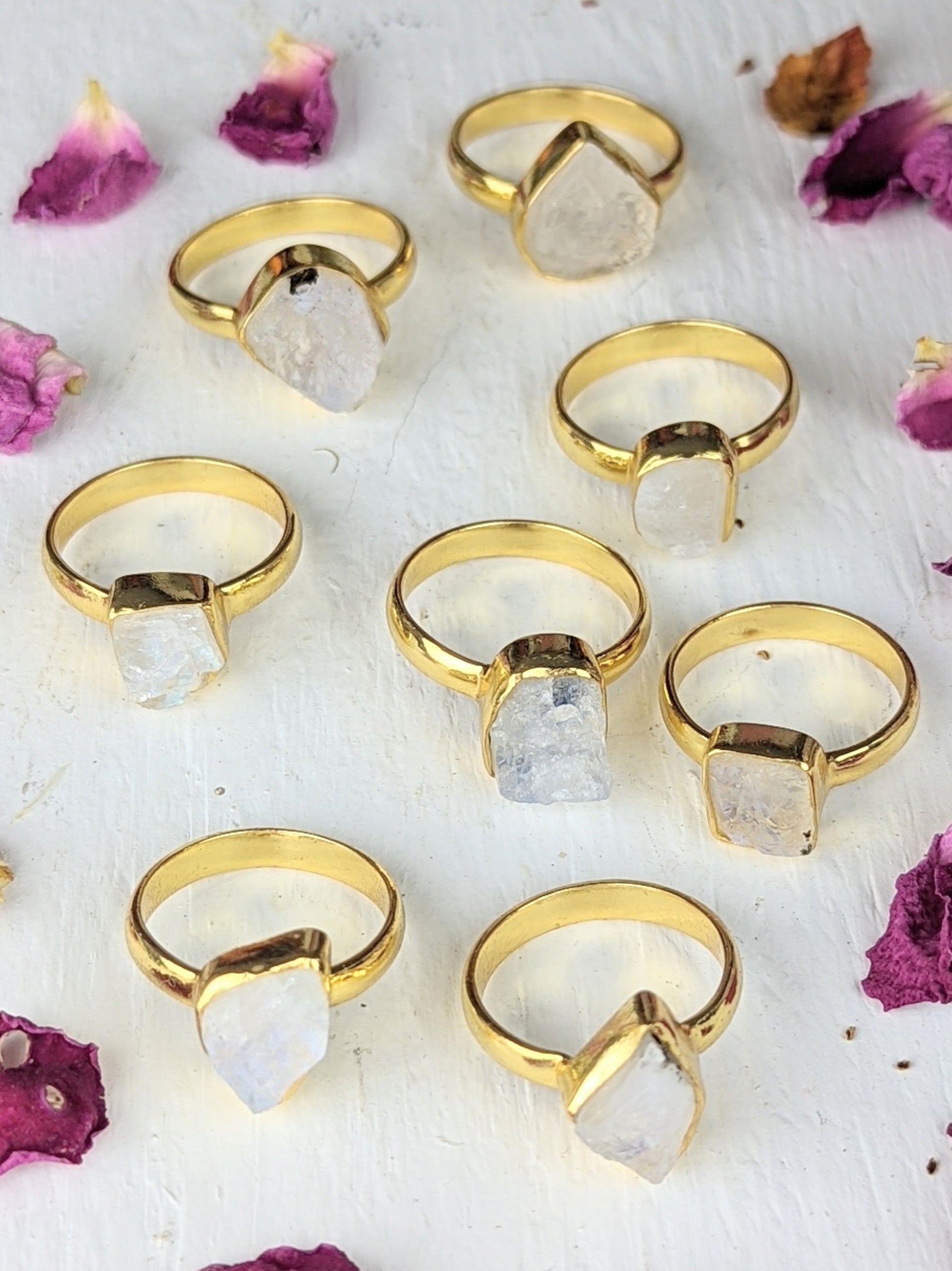Raw moonstone bezel ring natural gemstone jewelry