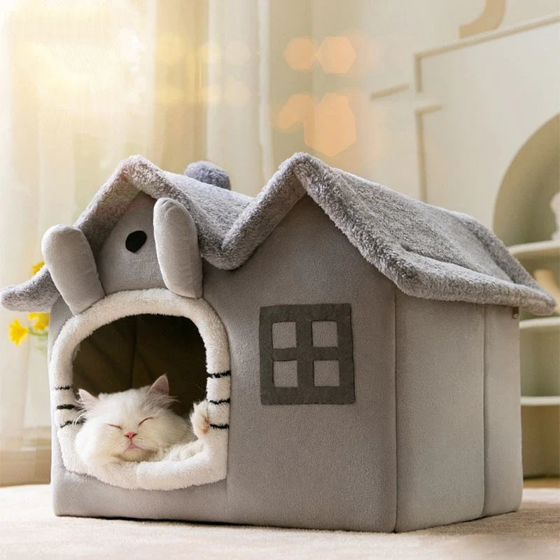 Removable Roof Plush Pet House – Cozy Soft Indoor Pet Bed for Dogs & Cats lifestyle product image