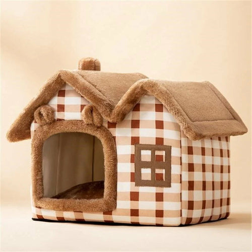 Removable Roof Plush Pet House – Cozy Soft Indoor Pet Bed for Dogs & Cats lifestyle product image