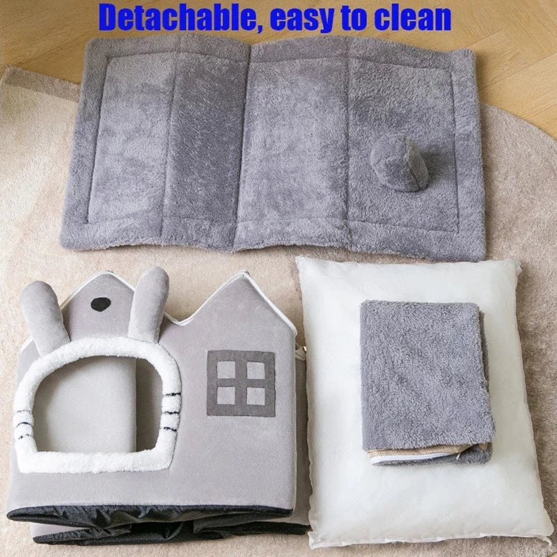 Removable Roof Plush Pet House – Cozy Soft Indoor Pet Bed for Dogs & Cats lifestyle product image