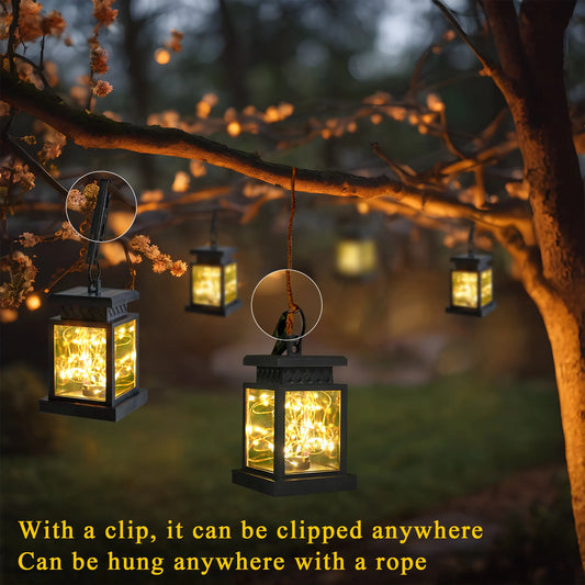 Set of 6 Solar Lantern Lights - Outdoor Hanging Garden Lanterns -1