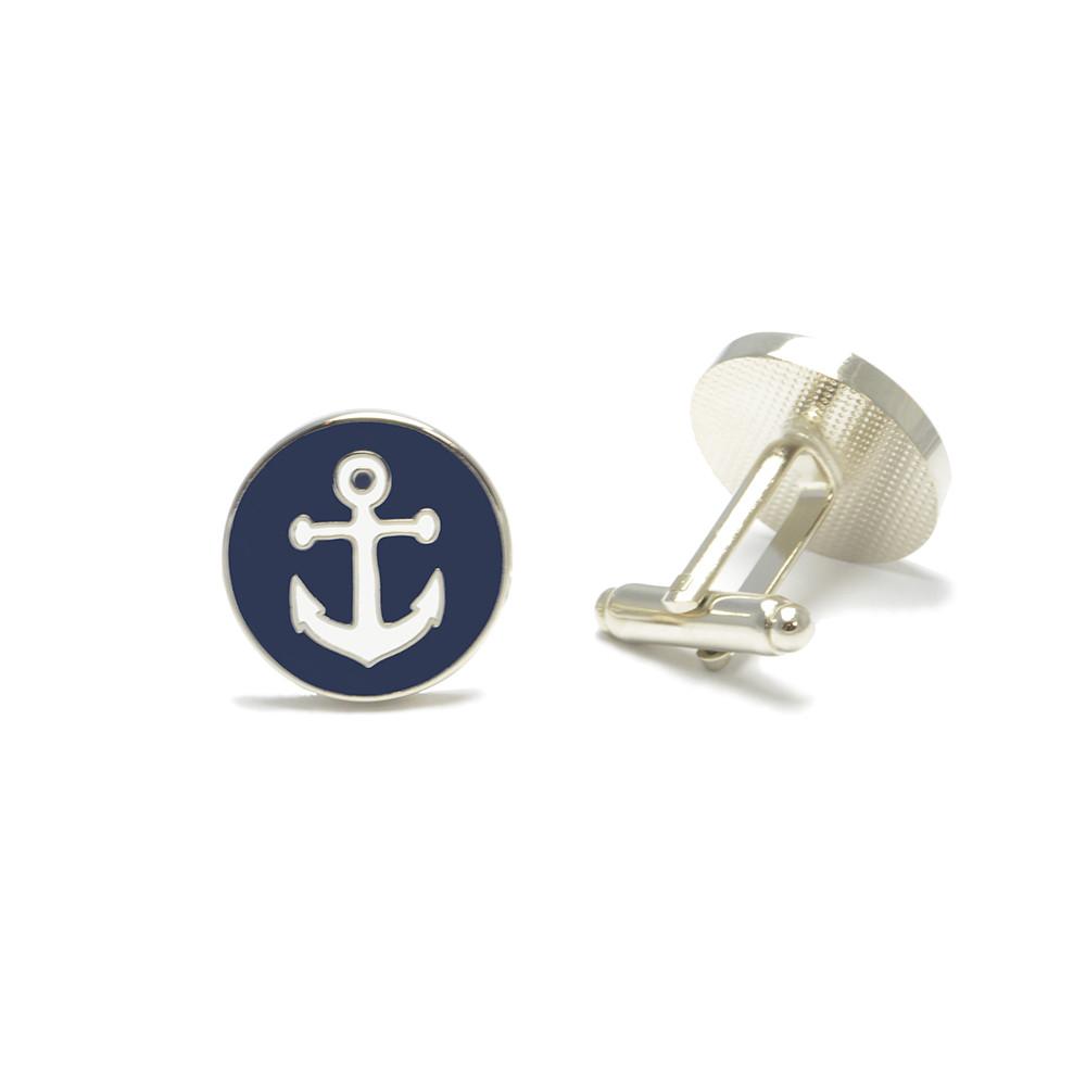 Anchor Cufflinks for Men | Nautical Enamel Cufflinks with Bullet Back Closure lifestyle product image