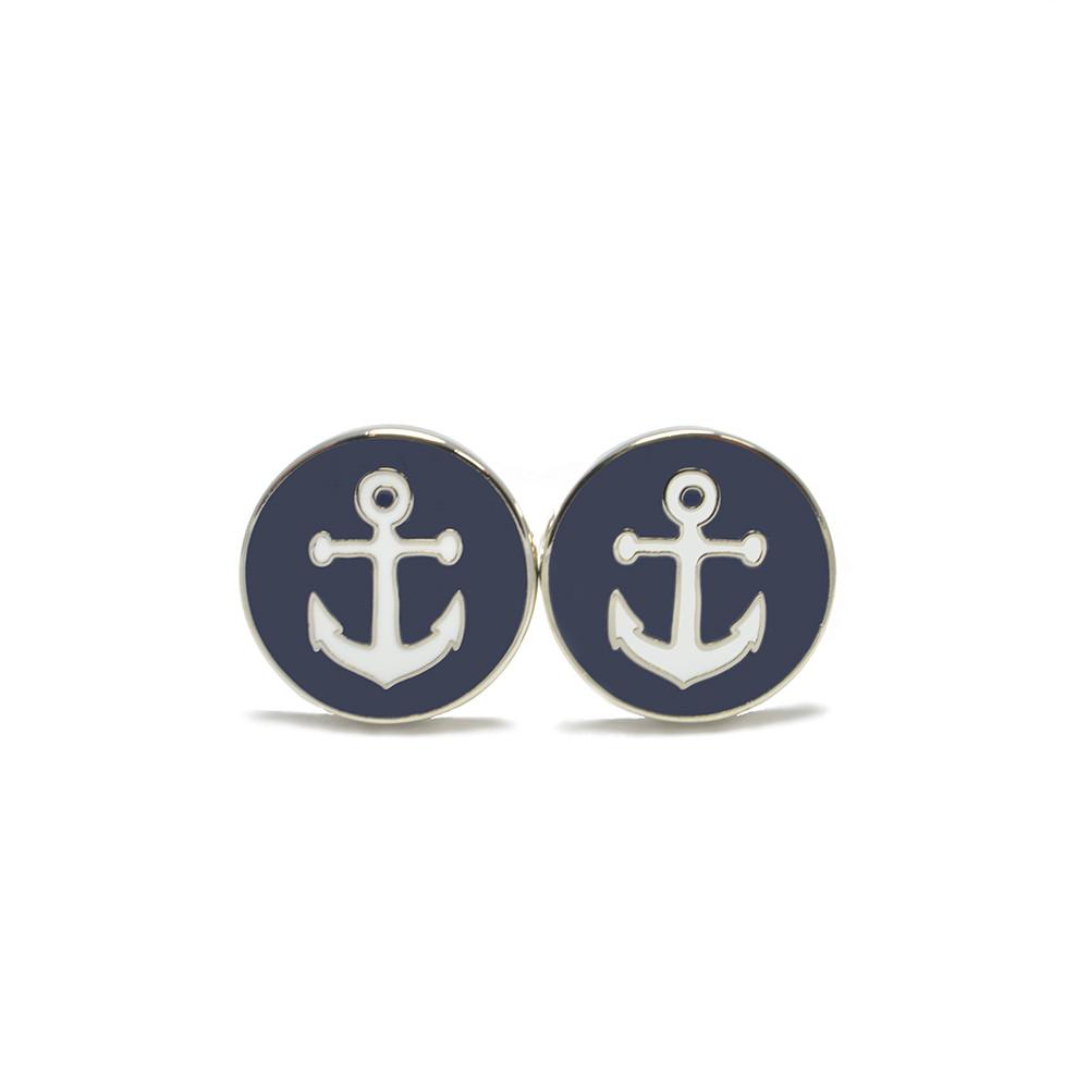 Anchor Cufflinks for Men | Nautical Enamel Cufflinks with Bullet Back Closure lifestyle product image