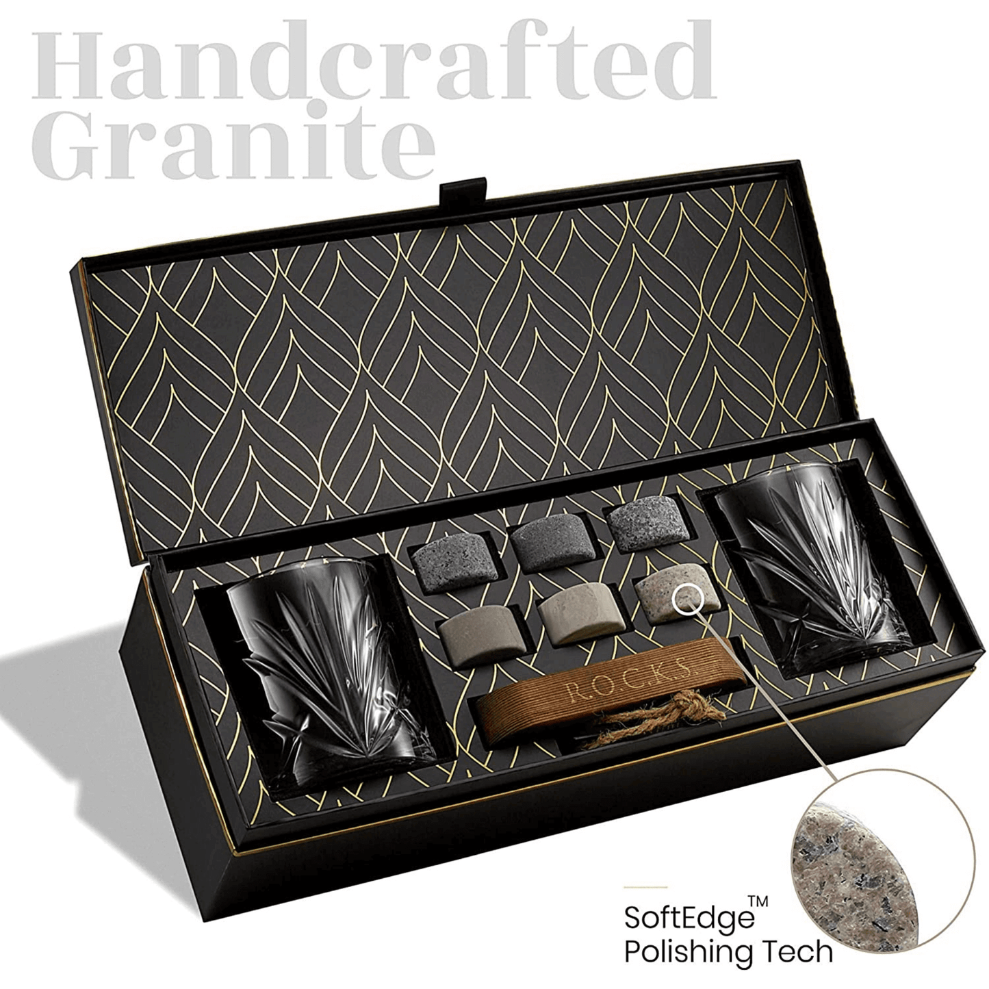 The Connoisseur's Set – Palm Glass Edition Whiskey Glass & Chilling Stone Set lifestyle product image