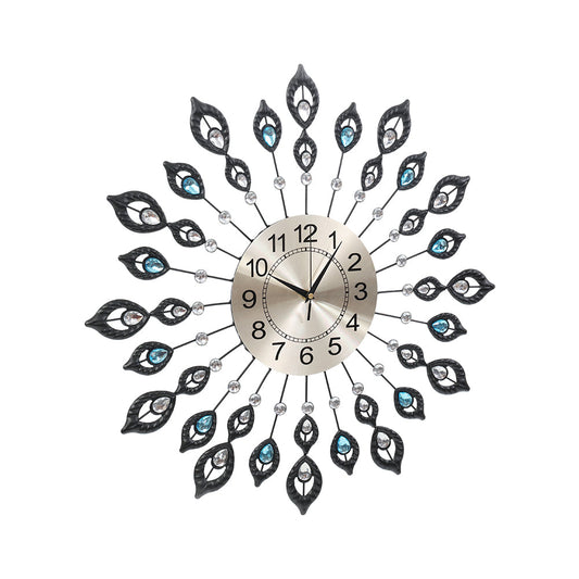 NNEDSZ Large Modern 3D Crystal Wall Clock Luxury Golden Glass Round Dial Home Office-1