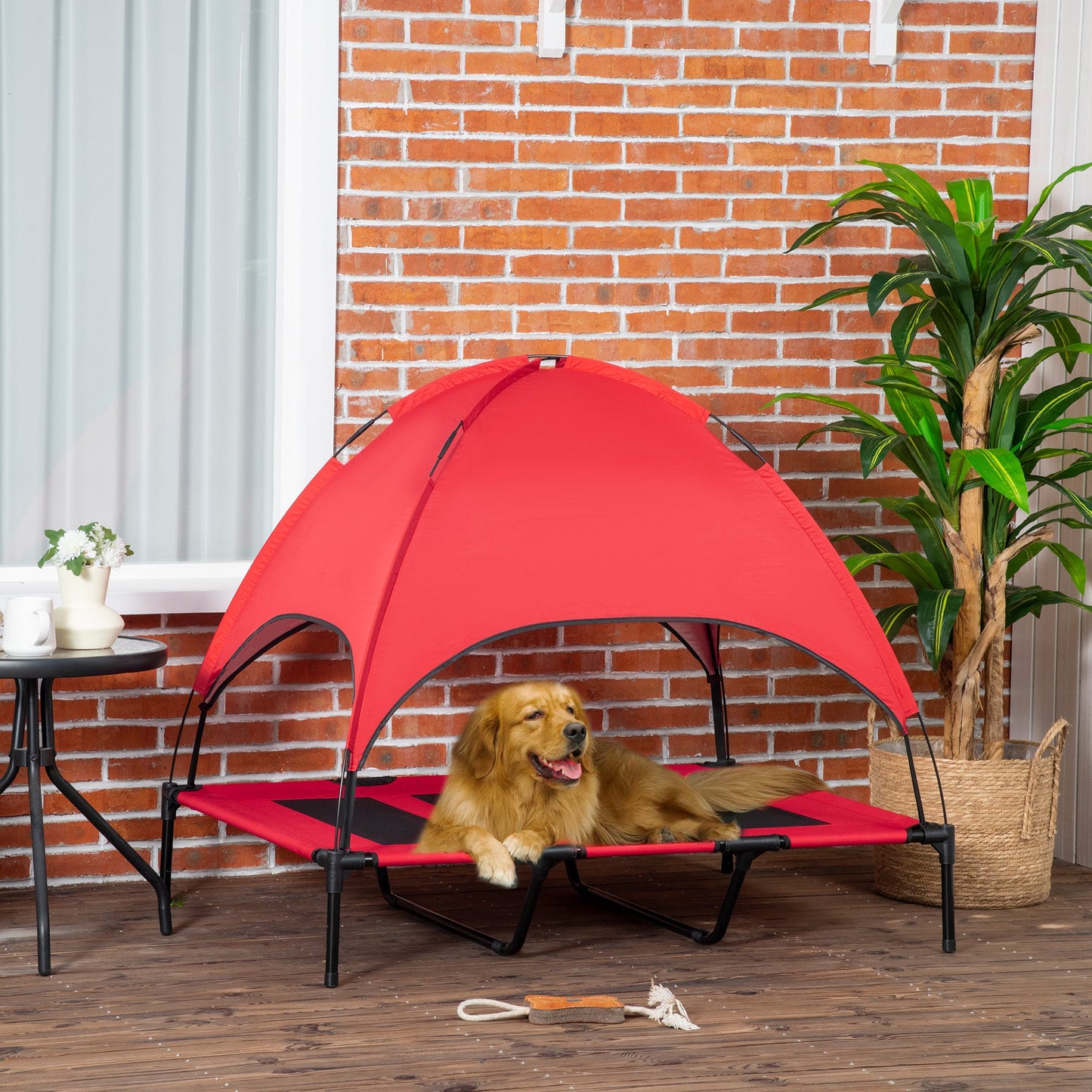 Elevated Dog Bed with Canopy | Portable Raised Pet Cot for Large Dogs lifestyle product image